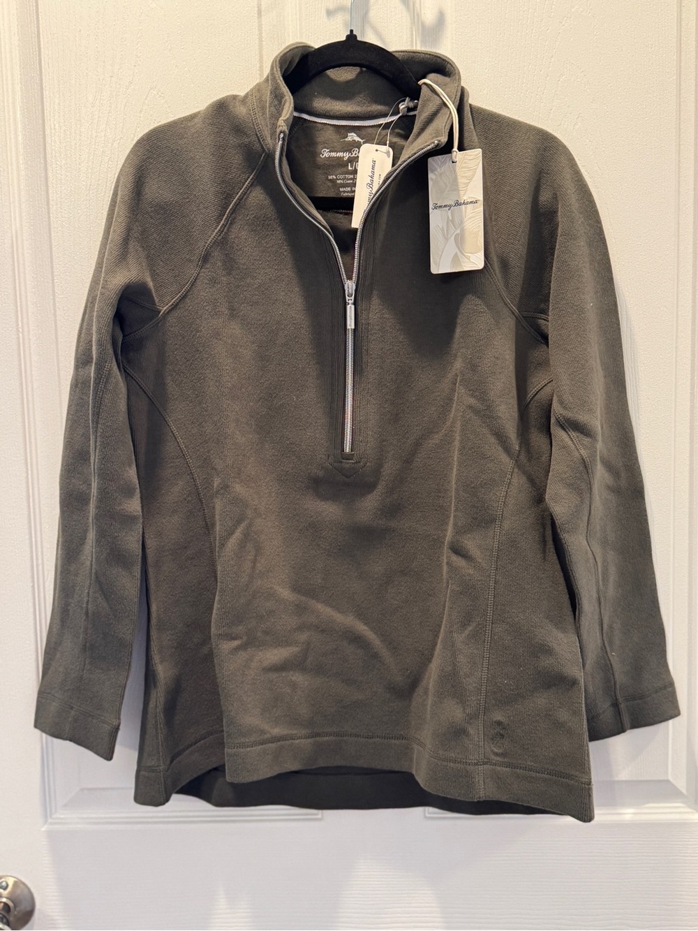 Tommy Bahama Olive Half-Zip Fleece Pullover